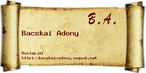 Bacskai Adony névjegykártya